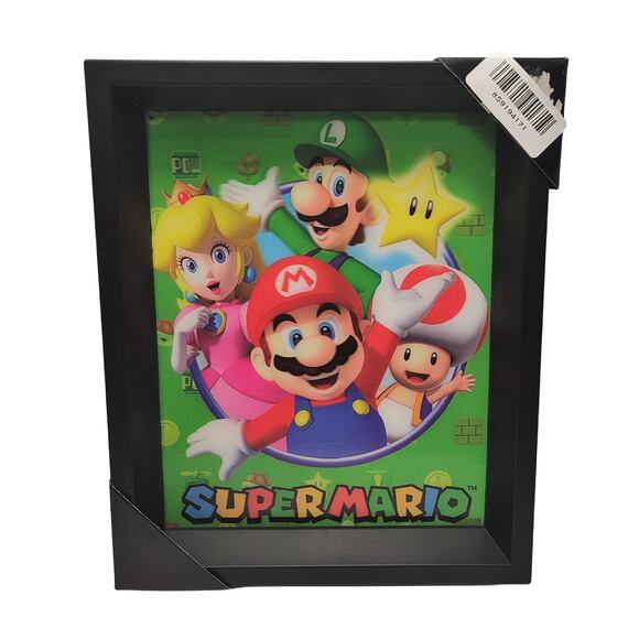 Nintendo Super Mario Bros 3D Lenticular Framed Wall Art Shadow Box - Picture 2 of 3